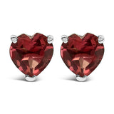 14K White Gold 5MM Heart Cut Purple Amethyst Solitaire Stud Earrings