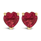 14K White Gold 5MM Heart Cut Purple Amethyst Solitaire Stud Earrings
