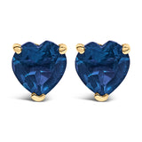 14K White Gold 5MM Heart Cut Purple Amethyst Solitaire Stud Earrings