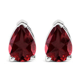 14K White Gold 6x4MM Pear Shaped Purple Amethyst Solitaire Stud Earrings