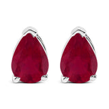 14K White Gold 6x4MM Pear Shaped Purple Amethyst Solitaire Stud Earrings