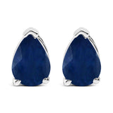 14K White Gold 6x4MM Pear Shaped Purple Amethyst Solitaire Stud Earrings