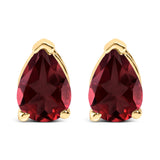 14K White Gold 6x4MM Pear Shaped Purple Amethyst Solitaire Stud Earrings
