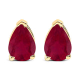 14K White Gold 6x4MM Pear Shaped Purple Amethyst Solitaire Stud Earrings
