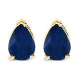 14K White Gold 6x4MM Pear Shaped Purple Amethyst Solitaire Stud Earrings