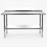 Stainless Steel 60 x 24 inch Heavy Duty NSF Certified  Work Bench Prep Table with Backsplash