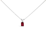 14K White Gold 6x4MM Emerald Cut Purple Amethyst Solitaire Pendant Necklace