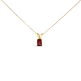 14K White Gold 6x4MM Emerald Cut Purple Amethyst Solitaire Pendant Necklace