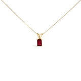 14K White Gold 6x4MM Emerald Cut Purple Amethyst Solitaire Pendant Necklace