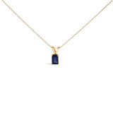 14K White Gold 6x4MM Emerald Cut Purple Amethyst Solitaire Pendant Necklace