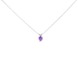14K White Gold 5X5 MM Heart Shaped Purple Amethyst Solitaire Pendant Necklace