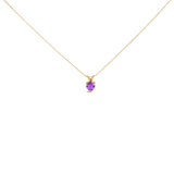 14K White Gold 5X5 MM Heart Shaped Purple Amethyst Solitaire Pendant Necklace