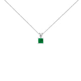 14K White Gold 5x5 MM Square Shaped Purple Amethyst Solitaire Pendant Necklace