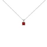 14K White Gold 5x5 MM Square Shaped Purple Amethyst Solitaire Pendant Necklace