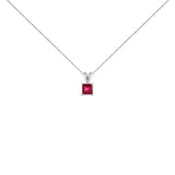 14K White Gold 5x5 MM Square Shaped Purple Amethyst Solitaire Pendant Necklace
