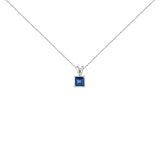 14K White Gold 5x5 MM Square Shaped Purple Amethyst Solitaire Pendant Necklace