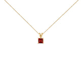 14K White Gold 5x5 MM Square Shaped Purple Amethyst Solitaire Pendant Necklace