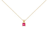 14K White Gold 5x5 MM Square Shaped Purple Amethyst Solitaire Pendant Necklace