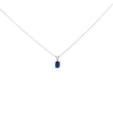 14K White Gold 6x4MM Oval Shaped Purple Amethyst Solitaire Pendant Necklace