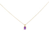 14K White Gold 6x4MM Oval Shaped Purple Amethyst Solitaire Pendant Necklace