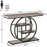 Modern 41-inch Wide Narrow Entryway Console Table with Grey Wood Finish Shelves