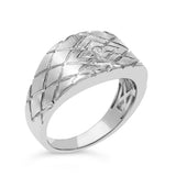 Sterling Silver Diamond Accent Geometric Band Ring