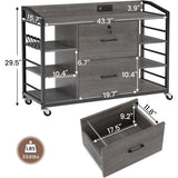 Grey Printer Stand Bookcase Power Station Mobile Office File Cabinet