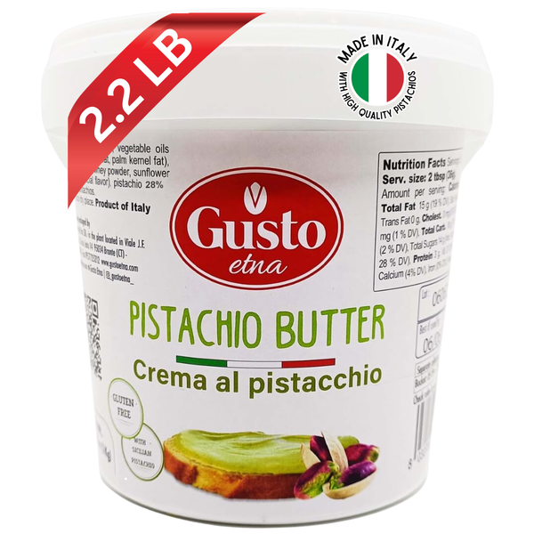 Gusto Etna Pistachio Cream Butter, 1kg (2.2 lb) – 28% Pistachio, Made in Sicily, Italian Pistachio Spread for Gelato, Pastry & Desserts