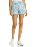 Aqua Marble Print Denim Shorts, Size 28