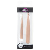 Eklips 2-Piece Tweezer Set for Precise Hair Removal - Eyebrow Grooming, Facial Hair Removal Tools