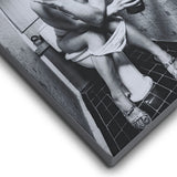 Girl Sitting On Toilet Smoking and Drinking Canvas Wall Art | 3CARATS