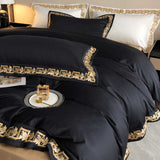 Gold Embroidery Egyptian Cotton Duvet Cover | 3CARATS