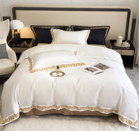 Gold Embroidery Egyptian Cotton Duvet Cover | 3CARATS