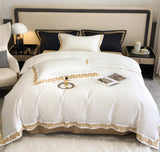 Gold Embroidery Egyptian Cotton Duvet Cover | 3CARATS