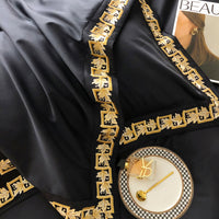 Gold Embroidery Egyptian Cotton Duvet Cover | 3CARATS