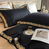 Gold Embroidery Egyptian Cotton Duvet Cover | 3CARATS