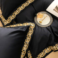 Gold Embroidery Egyptian Cotton Duvet Cover | 3CARATS