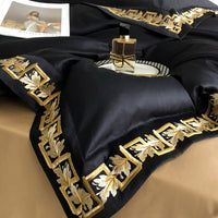 Gold Embroidery Egyptian Cotton Duvet Cover | 3CARATS
