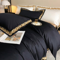 Gold Embroidery Egyptian Cotton Duvet Cover | 3CARATS