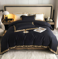 Gold Embroidery Egyptian Cotton Duvet Cover | 3CARATS
