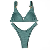 ZTVitality Sexy Solid Push Up Bikini 2025 New Arrival Padded Bra High Leg Swimsuit Ring Bandage Swimwear Women Brazilian Biquini