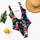 2026 Printed Zipper Swimsuit One Piece Sexy Swimwear Women Floral Bathers Bathing Swimming Swim Suit Female Beachwear