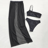 New One shoulder Bikini 2025 Female Swimsuit Women Swimwear Three-pieces Bikini set Mesh Long Skirt Beach wear Bathing Suit Swim