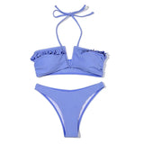 ZTVitality Ruffles V-Neck Sexy Bikinis Push Up Bikini 2025 New Arrival Halter Bandage Swimsuit Low Waist Swimwear Women Biquini