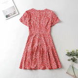 Foridol Blue Floral Print Summer Beach Dress Women Casual Holiday Short Sleeve Dress Boho Sundress Vestidos Fashion Clothes