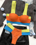 Splicing Push Up Bra Cup Bikini Women Swimsuit Female Swimwear Two-pieces Bikini Set High Cut Bathing Suit Swim Beach Wear