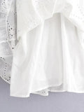 Foridol Waist Hollow Out V Neck Backless White Lace Party Dress Christmas Vestido Robe Ruffled Cotton Long Sleeve Autumn Dress