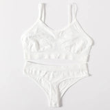 Women Buttery Soft Bra And Panties Set Push-Up Unlined Brassiere Breathable Ribbed Underwear Stretchy Crop Top Sexy Lingerie Set
