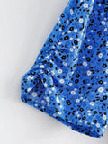 Foridol Blue Floral Print Summer Beach Dress Women Casual Holiday Short Sleeve Dress Boho Sundress Vestidos Fashion Clothes