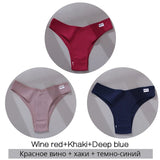 3Pcs/Set Women Cotton Panties Sexy V Waist Briefs T-Back Brazilian Underpants Female M-XL Underwear Girls Breathable Intimates